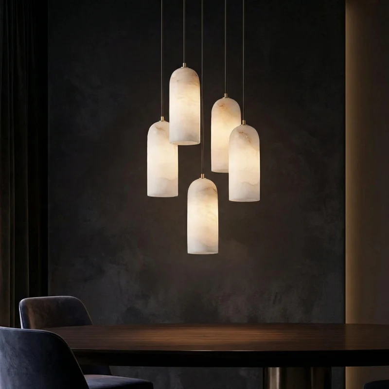 Marmeren Hanglamp met Koperen Afwerking – Moderne Scandinavische Verlichting | Sansoti
