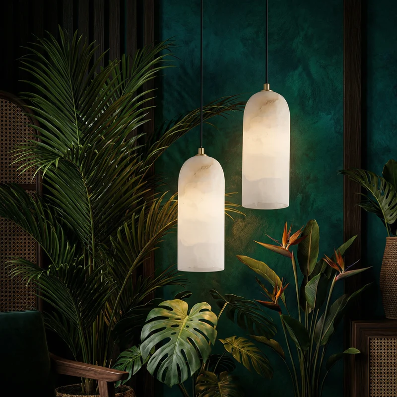 Marmeren Hanglamp met Koperen Afwerking – Moderne Scandinavische Verlichting | Sansoti