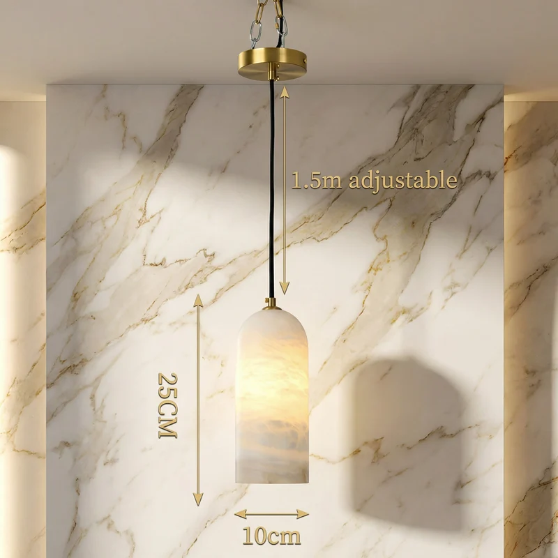 Marmeren Hanglamp met Koperen Afwerking – Moderne Scandinavische Verlichting | Sansoti