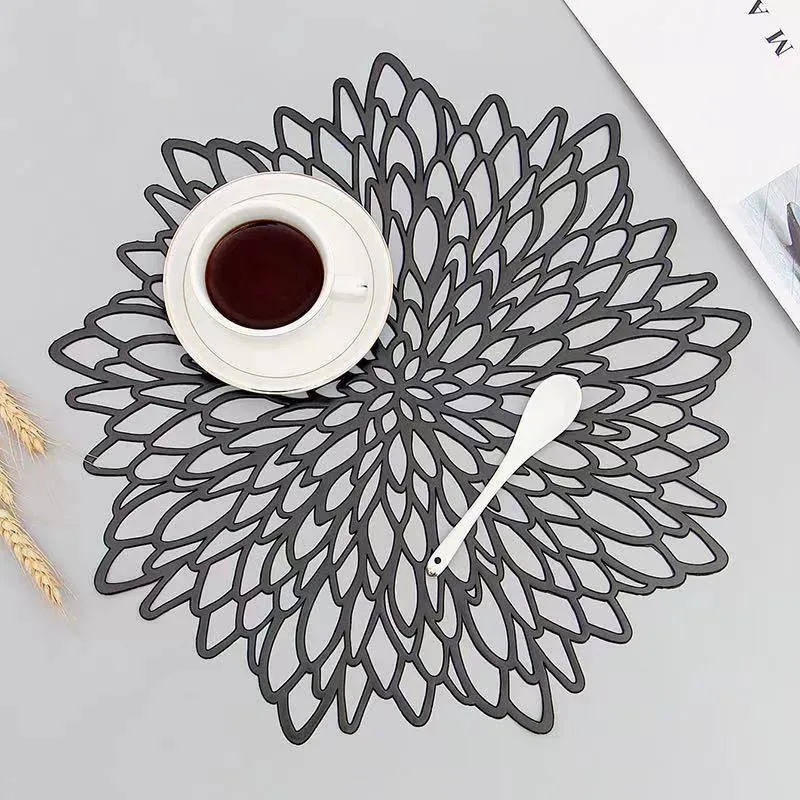 Ronde Placemat met Uitsnijding Nebuladesign Goud Rose Gold Zwart Stijlvol Tafeldecoratie 38cm Diameter PVC Antislip voor Eettafel Diner | Sansoti