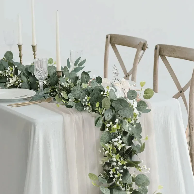 Kunstmatige Eucalyptus Slinger 2-Delige Set | Natuurlijke Groene Decoratie voor Interieur en Feesten | 180cm Lange Zijden Guirlandes | Sansoti