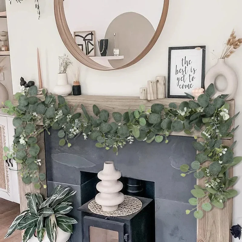 Kunstmatige Eucalyptus Slinger 2-Delige Set | Natuurlijke Groene Decoratie voor Interieur en Feesten | 180cm Lange Zijden Guirlandes | Sansoti