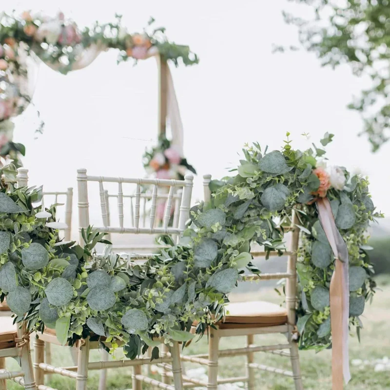 Kunstmatige Eucalyptus Slinger 2-Delige Set | Natuurlijke Groene Decoratie voor Interieur en Feesten | 180cm Lange Zijden Guirlandes | Sansoti