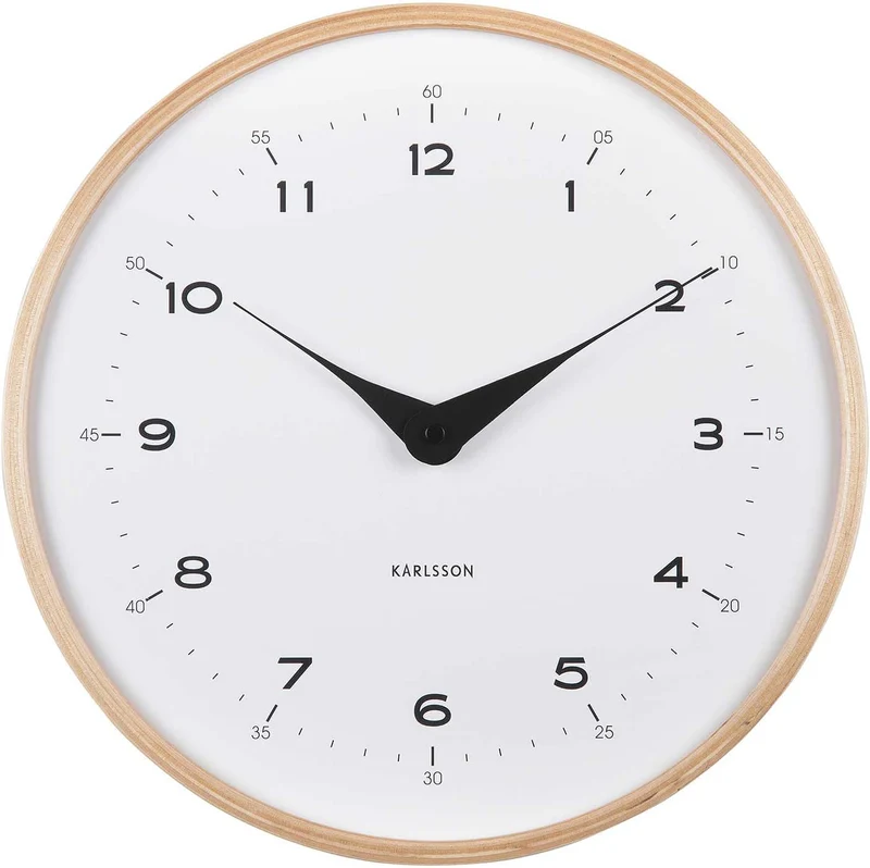 Karlsson Wanduhr 30 cm Ø Holz • Modernes Design • Batteriebetrieben