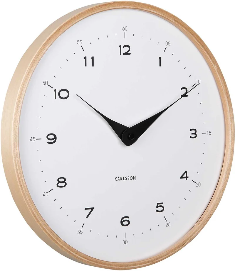 Karlsson Wanduhr 30 cm Ø Holz • Modernes Design • Batteriebetrieben