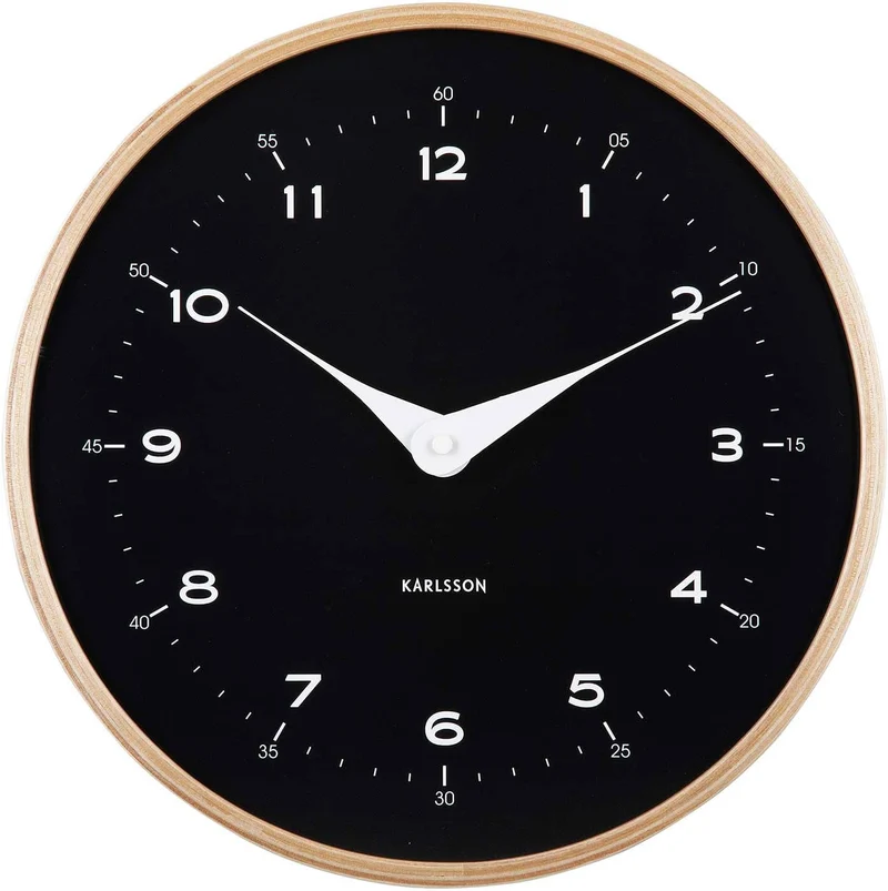 Karlsson Wanduhr 30 cm Ø Holz • Modernes Design • Quarz Uhrwerk