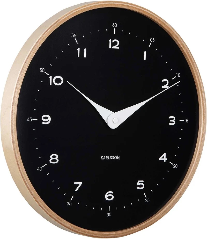 Karlsson Wanduhr 30 cm Ø Holz • Modernes Design • Quarz Uhrwerk
