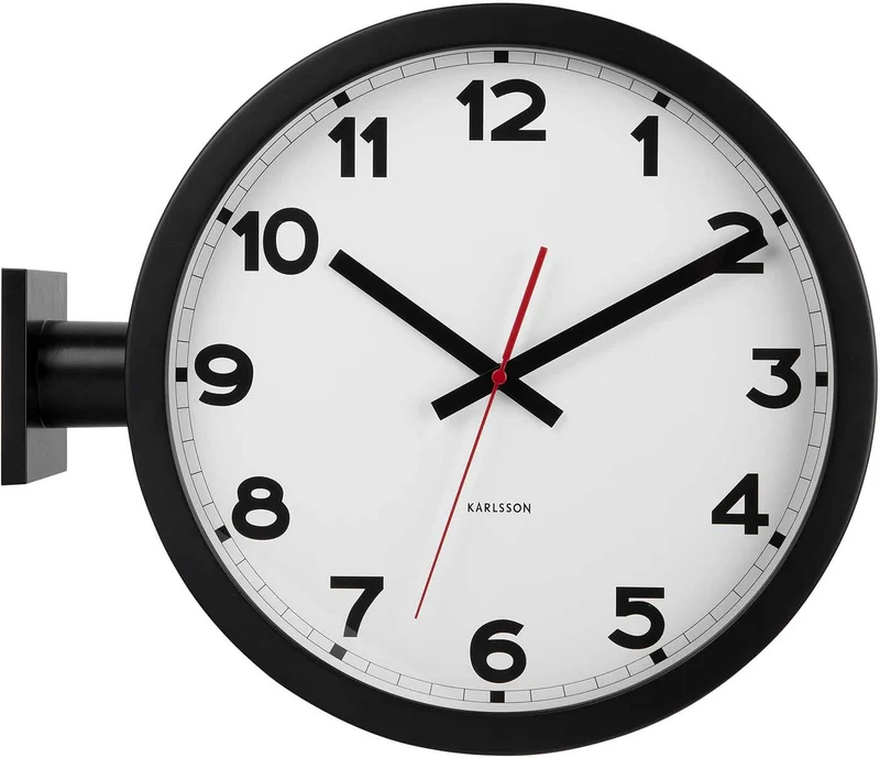 Karlsson Wanduhr 38x44,5x13 cm Aluminium • Doppelseitiges Design • Präzises Quarzwerk