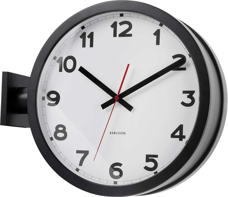 Karlsson Wanduhr 38x44,5x13 cm Aluminium • Doppelseitiges Design • Präzises Quarzwerk