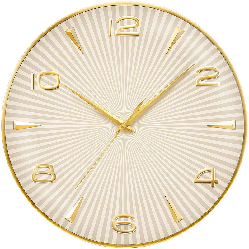 Atlanta Wanduhr 40 cm Ø Kunststoff • Präzises Funkuhrwerk • Elegantes Design in Gold