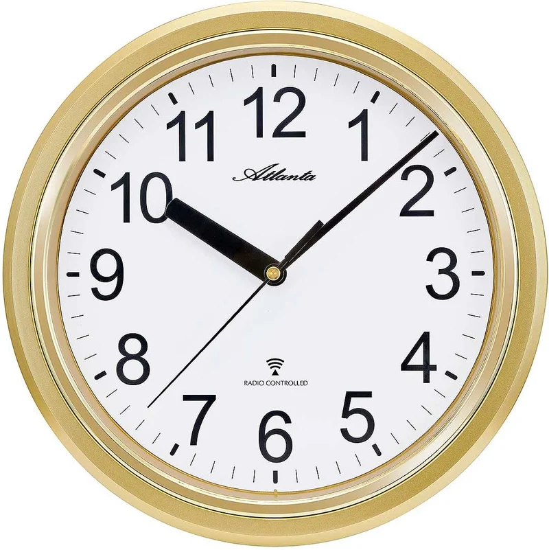 Atlanta Wanduhr 28 cm Ø Kunststoff • Funkgesteuertes Uhrwerk • Geräuschlos