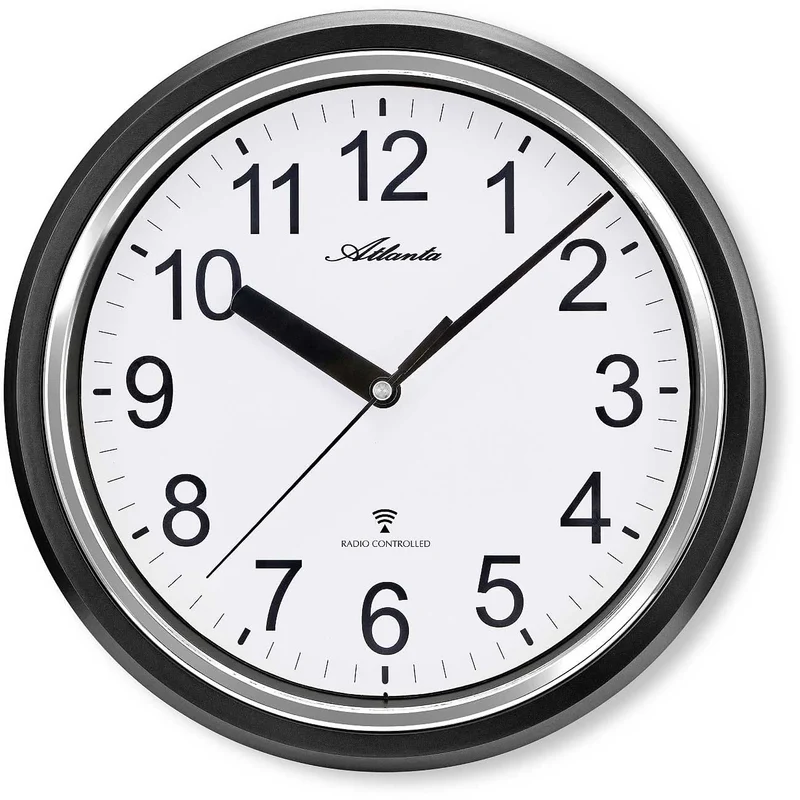 Atlanta Wanduhr 28 cm Ø Kunststoff • Funkgesteuert • Zeitloses Design