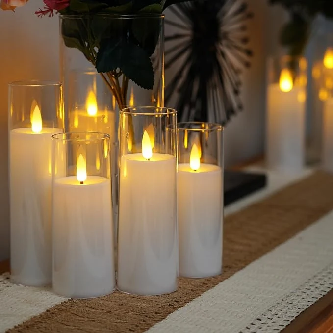 Vlamloze LED Kaarsenset 9 Stuks Acryl Flikkerlicht Sfeerverlichting Decoratie Timer Afstandsbediening | Sansoti