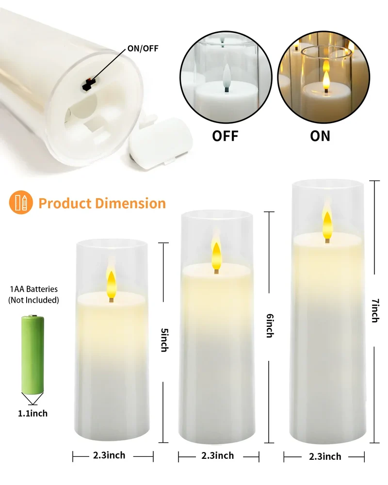 Vlamloze LED Kaarsenset 9 Stuks Acryl Flikkerlicht Sfeerverlichting Decoratie Timer Afstandsbediening | Sansoti