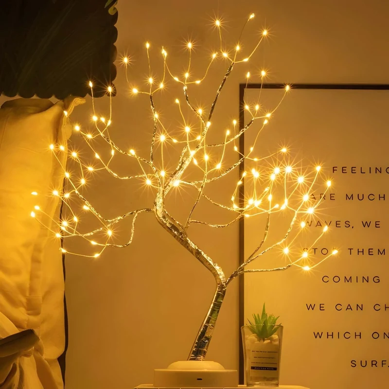 Decoratieve Boomvorm LED Tafellamp met Draadloze Bediening en USB-Voeding – Sfeerverlichting voor Woonkamer en Slaapkamer | Sansoti