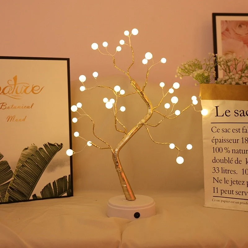 Decoratieve Boomvorm LED Tafellamp met Draadloze Bediening en USB-Voeding – Sfeerverlichting voor Woonkamer en Slaapkamer | Sansoti
