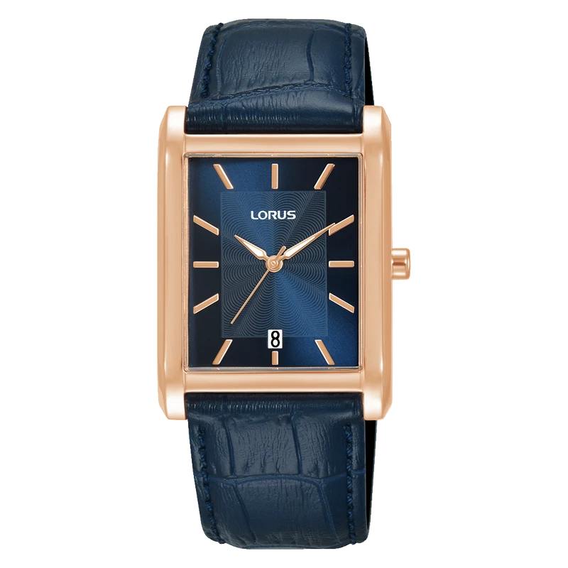 Lorus Classic RH942RX9 Herren Armbanduhr Dunkelblau • Mineralglas • Blaues Lederband