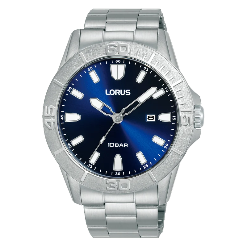 Lorus Sports RH941QX9 Herrenuhr Blau • Mineralglas • Edelstahlarmband