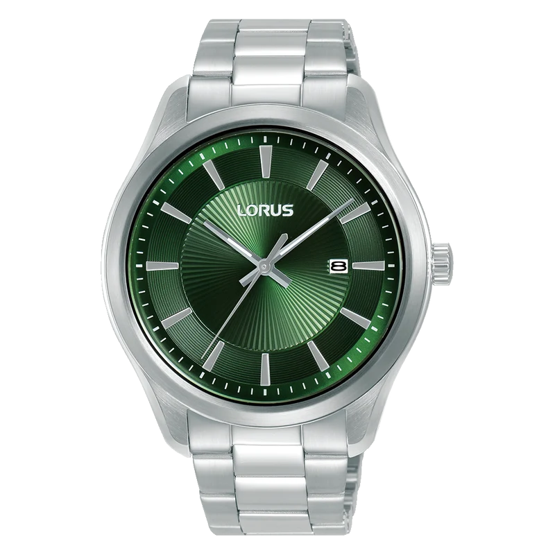 Lorus Classic RH929RX9 Herrenuhr Dunkelgrün • Mineralglas • Edelstahlarmband