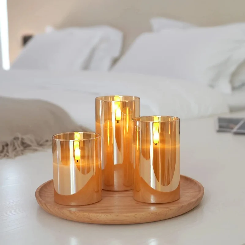 Draadloze LED-Kaarsen Set 3 Stuks Vlameffect Afstandsbediening Timer Warm Wit Sfeerlicht Woonkamer Decoratie | Sansoti