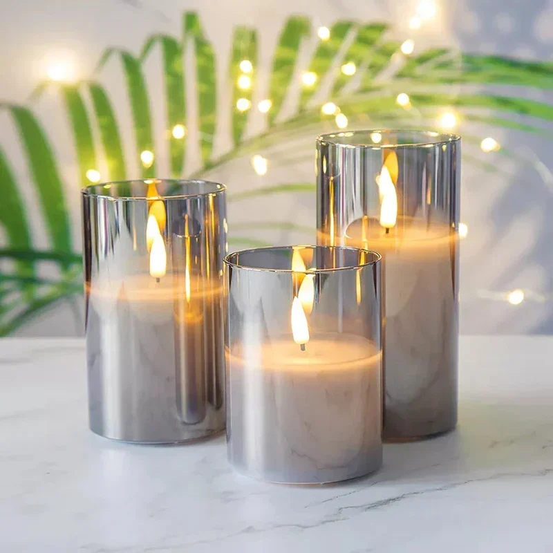 Draadloze LED-Kaarsen Set 3 Stuks Vlameffect Afstandsbediening Timer Warm Wit Sfeerlicht Woonkamer Decoratie | Sansoti