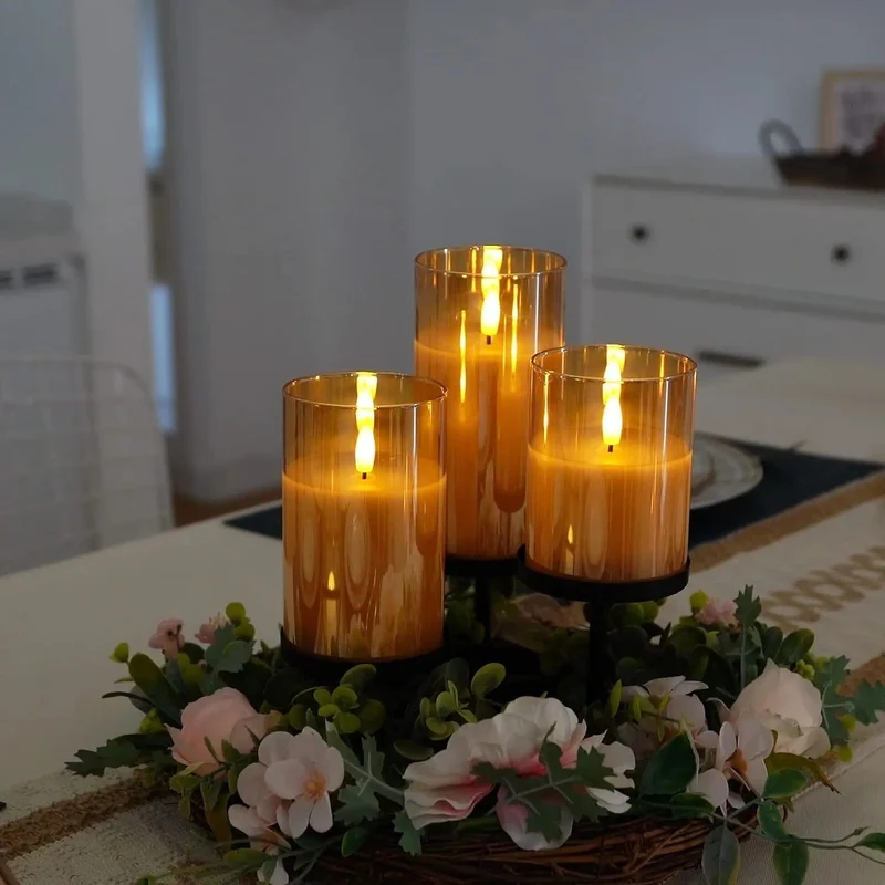 Draadloze LED-Kaarsen Set 3 Stuks Vlameffect Afstandsbediening Timer Warm Wit Sfeerlicht Woonkamer Decoratie | Sansoti