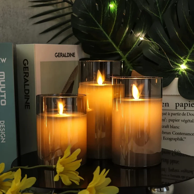 Draadloze LED-Kaarsen Set 3 Stuks Vlameffect Afstandsbediening Timer Warm Wit Sfeerlicht Woonkamer Decoratie | Sansoti