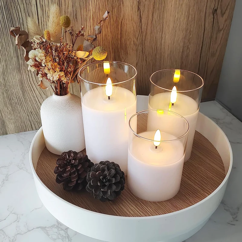 Draadloze LED-Kaarsen Set 3 Stuks Vlameffect Afstandsbediening Timer Warm Wit Sfeerlicht Woonkamer Decoratie | Sansoti