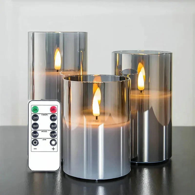 Draadloze LED-Kaarsen Set 3 Stuks Vlameffect Afstandsbediening Timer Warm Wit Sfeerlicht Woonkamer Decoratie | Sansoti