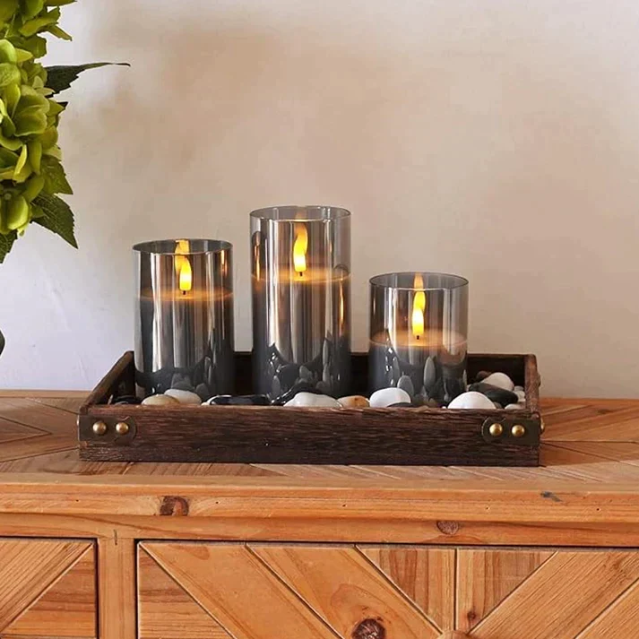 Draadloze LED-Kaarsen Set 3 Stuks Vlameffect Afstandsbediening Timer Warm Wit Sfeerlicht Woonkamer Decoratie | Sansoti