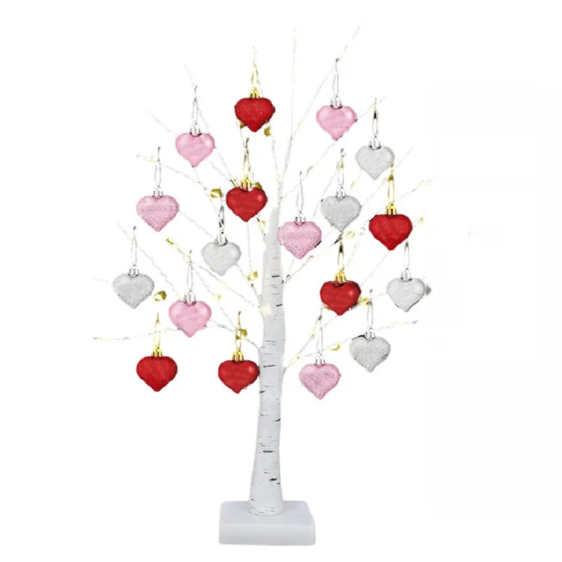 LED Berkenboom 60cm Warmwit Licht Hart Decoratie Sfeerlamp Tafel Decoratieve Verlichting Woonkamer Interieur | Sansoti
