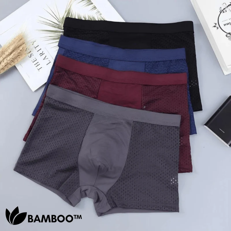 Herenbboxer Bamboevezel 95% Ademend & Zacht Onderbroek Mesh Ventilatie Thermisch Comfort Dagelijks Gebruik | Sansoti