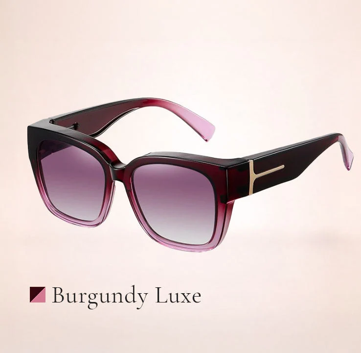 Overzet Zonnebril met UV Bescherming voor Brildragers Fit Over Polariserend Luxe Design Zwart Bordeaux | Sansoti