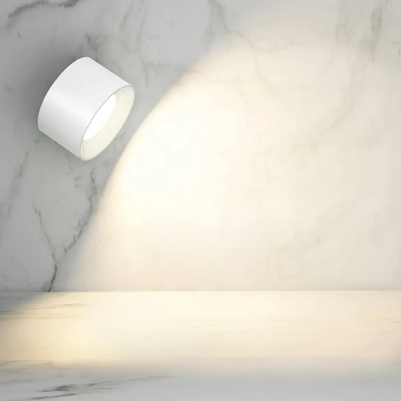 Draadloze Wandlamp Oplaadbaar & Dimbaar met 360° Rotatie – Compacte Touch-bediening Nachtlamp | Sansoti