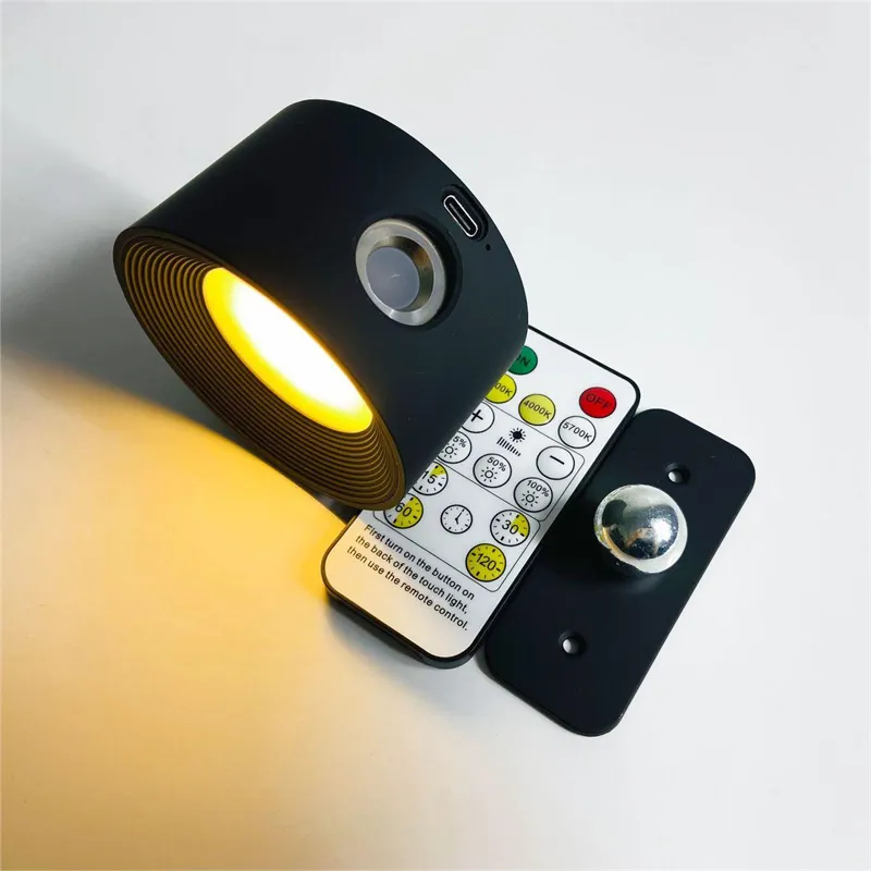 Draadloze Wandlamp Oplaadbaar & Dimbaar met 360° Rotatie – Compacte Touch-bediening Nachtlamp | Sansoti