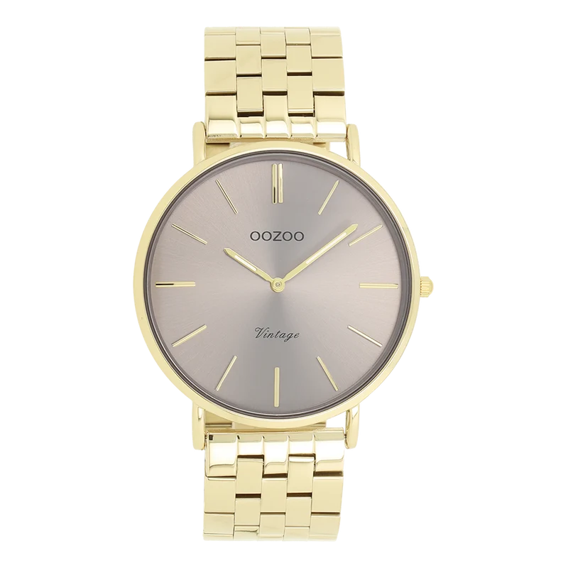 OOZOO Vintage Damenuhr In Gold Und Taupe C20403
