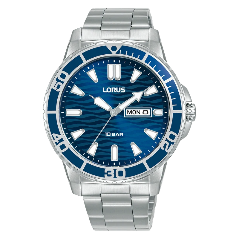 Lorus Sports RH357AX9 Herrenuhr Dunkelblau • Mineralglas • Datum & Wochentag