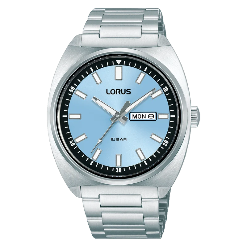Lorus Sports RH317BX9 Herren Armbanduhr • Hellblaues Sonnenschliff-Zifferblatt • Mineralglas