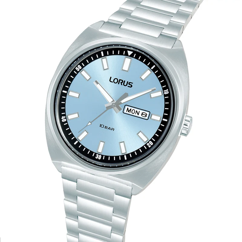 Lorus Sports RH317BX9 Herren Armbanduhr • Hellblaues Sonnenschliff-Zifferblatt • Mineralglas