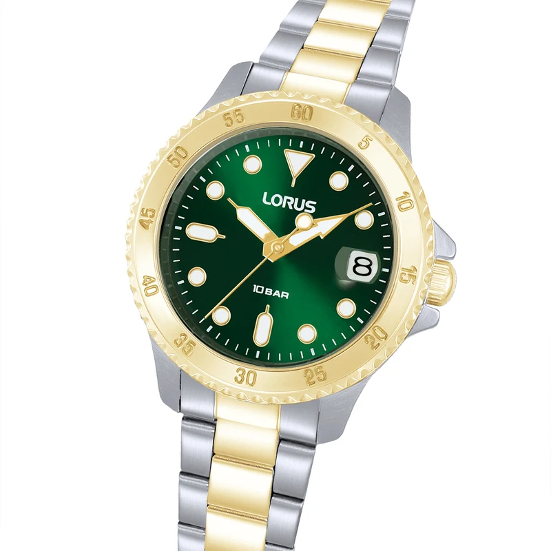 Lorus Sports RG820DX9 Damenuhr Dunkelgrün • Mineralglas • Edelstahlarmband