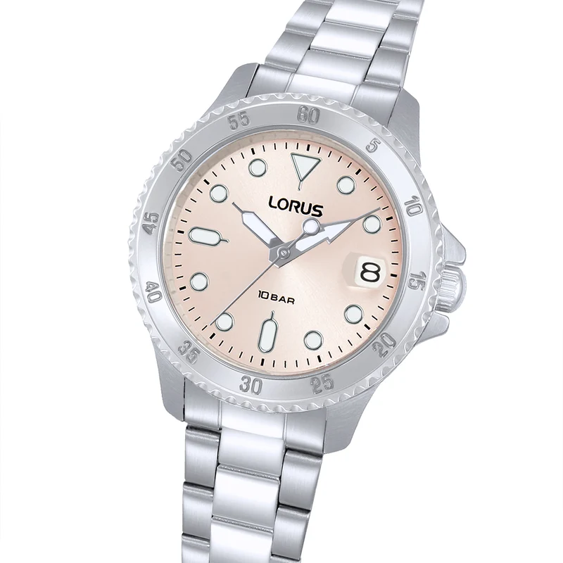 Lorus Sports RG817DX9 Damenuhr Rosa • Mineralglas • Edelstahlarmband