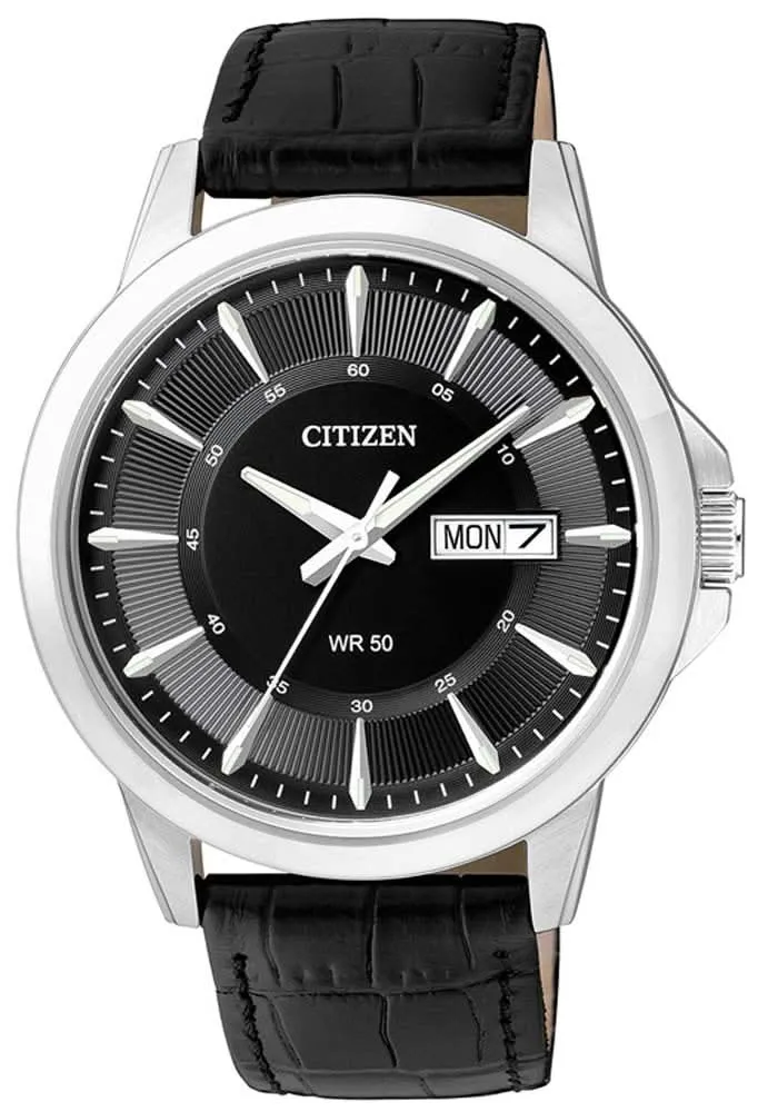 Citizen BF2011-01EE Herrenuhr • Klassische Wochentagsanzeige • Elegantes Lederarmband