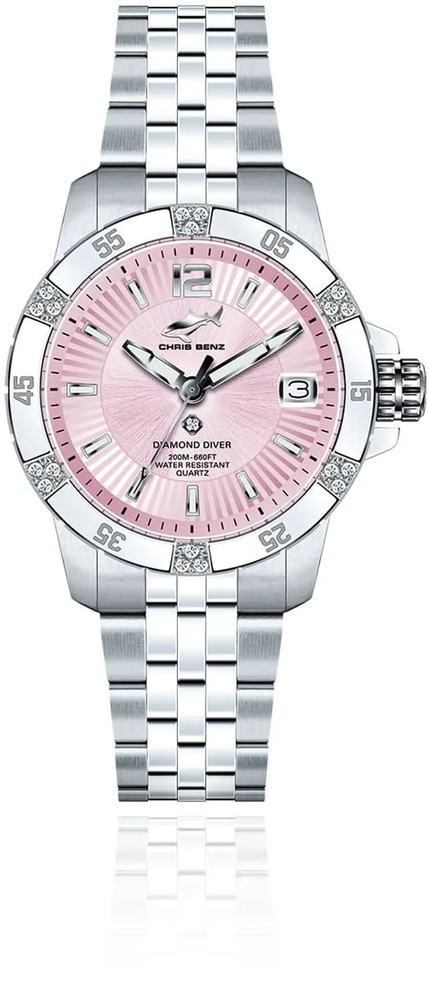 Chris Benz Diamond Diver CB-DD200-R-MBJ Damenuhr • Saphirglas • 200m Wasserdicht