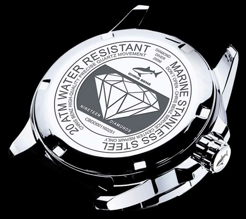 Chris Benz Diamond Diver CB-DD200-R-MBO Damenuhr • 19 Diamanten • Saphirglas