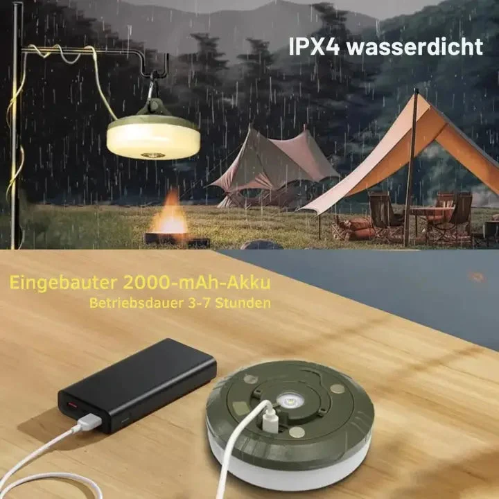 4-in-1 Multifunctionele Campinglamp USB Oplaadbaar met RGB Lichtslinger en Powerbank Functie Magnetisch | Sansoti