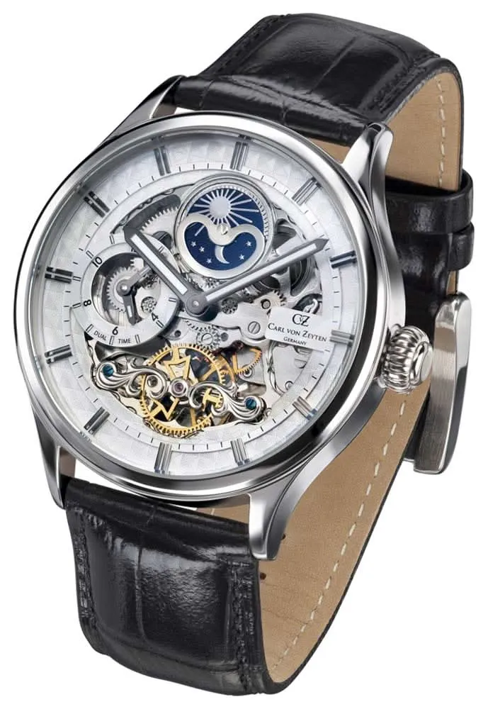 Carl von Zeyten Neustadt CVZ0008WHS Herrenuhr • Skelettiertes Zifferblatt • Dual Time