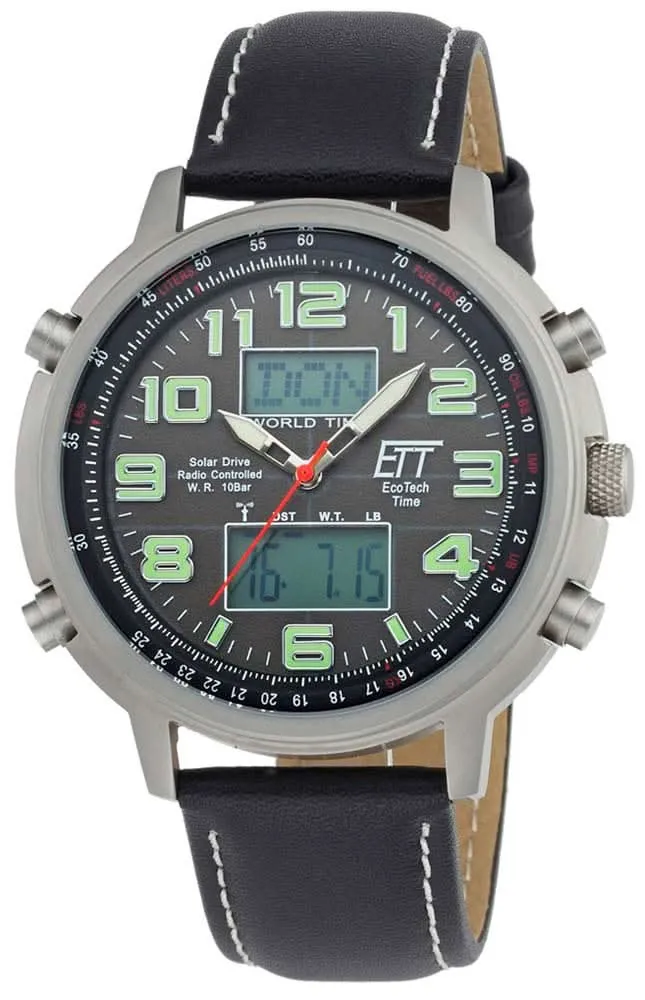 Eco Tech Time Hunter II EGS-11301-22L Herrenuhr • Solar-Antrieb • Funk-Technologie