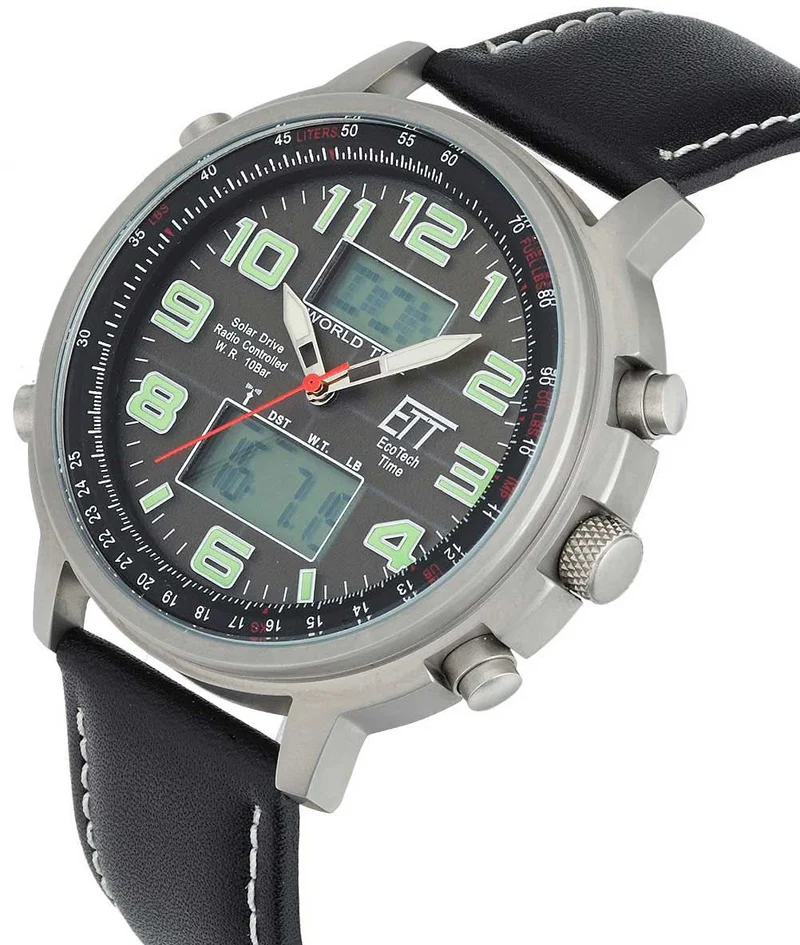 Eco Tech Time Hunter II EGS-11301-22L Herrenuhr • Solar-Antrieb • Funk-Technologie