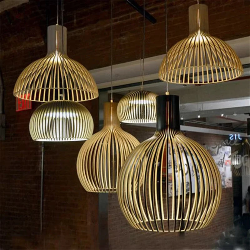 Organische Houten Hanglamp Bol Zwart met Houtstructuur 35cm 45cm | Sansoti