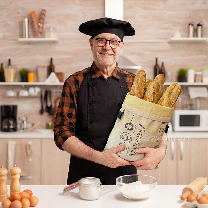 Herbruikbare Broodbuidel met 100% Biologisch Bijenwas – Duurzame Bewaarzak van Bio-Katoen | Sansoti